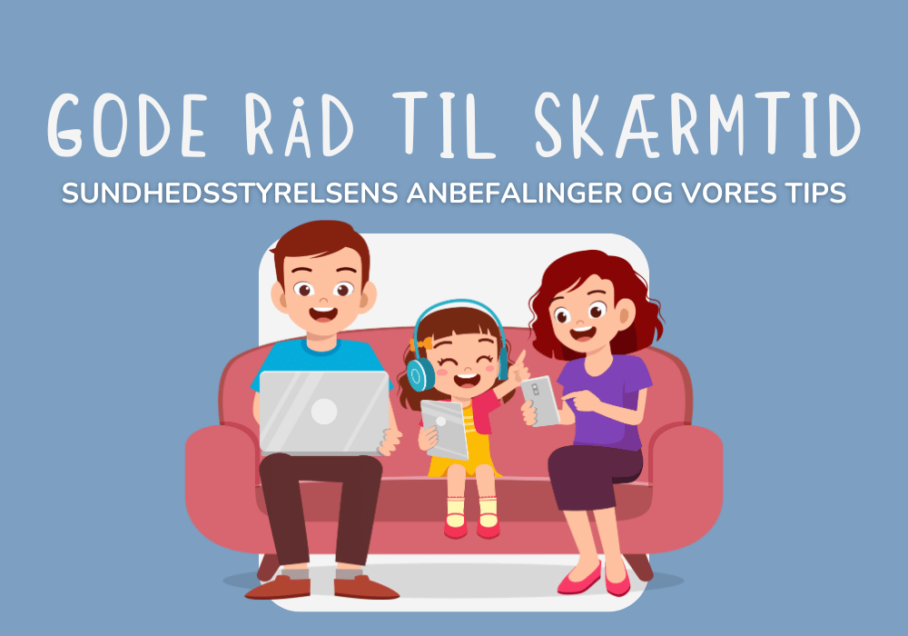 billede med familie der benytter skærme