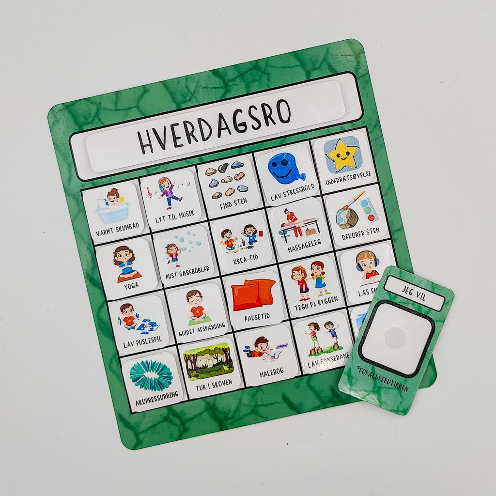 piktogramsættet hverdagsro, samt miniskemaet jeg vil. brug piktogrammerne til at vælge en rolig aktivitet