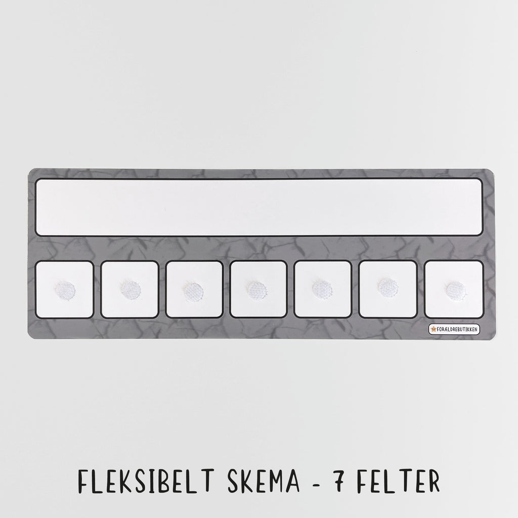 skema med 7 felter, bruges sammen med piktogrammer til at rammesætte og visualisere rutinen