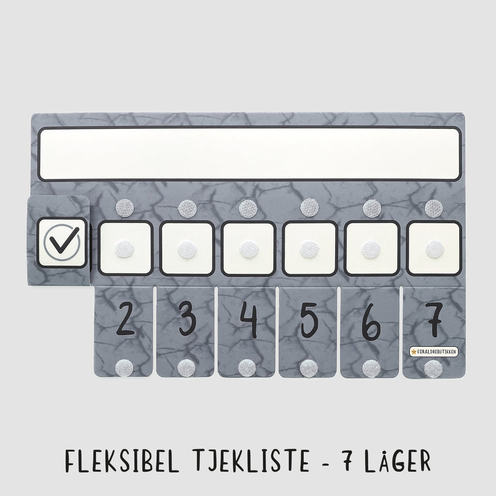 tjekliste og rutine flapper, med 7 låger, bruges sammen med piktogrammer til at visualisere familiens rutiner