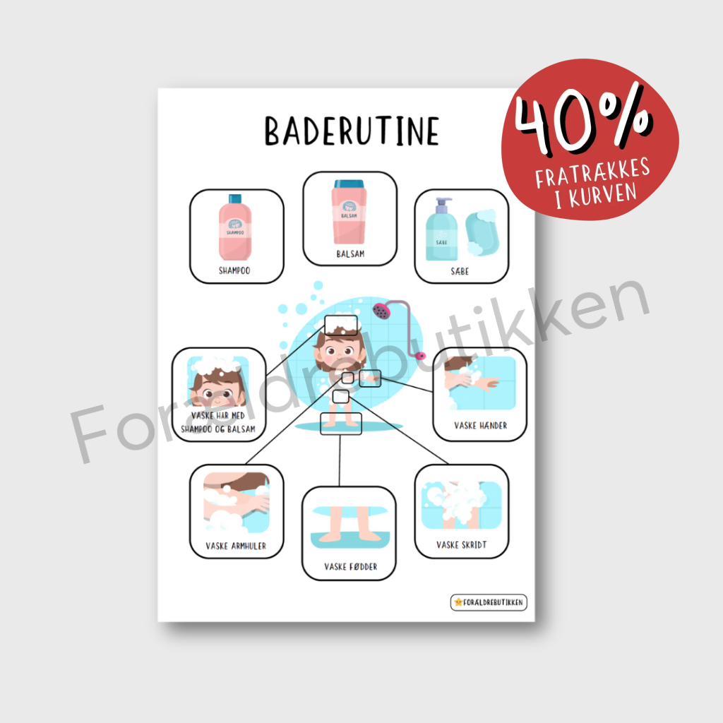 plakat med baderutine