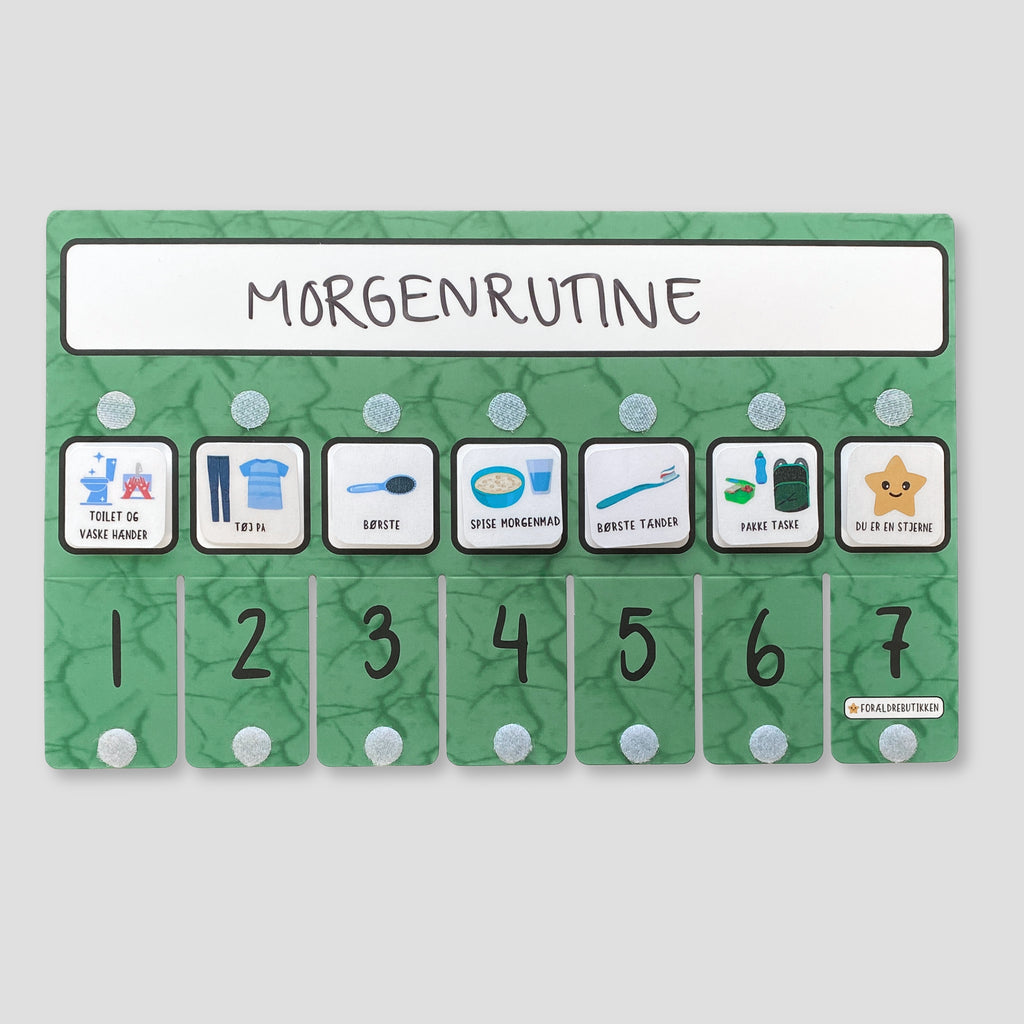 morgen rutine tjekliste med piktogrammer