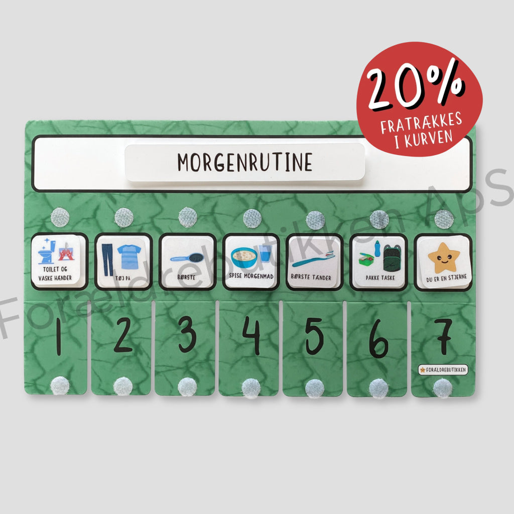morgenrutine med tjekliste og piktogrammer