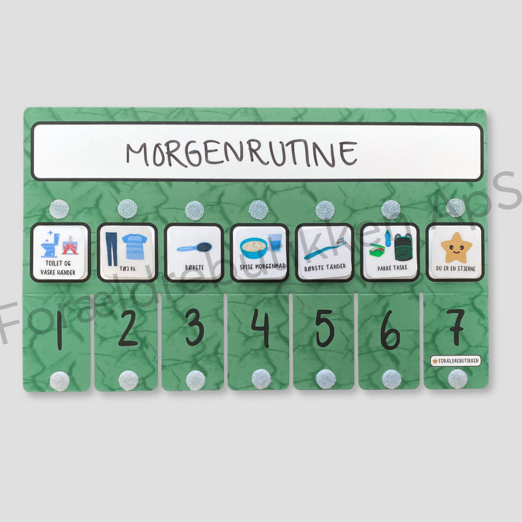morgen rutine tjekliste med piktogrammer