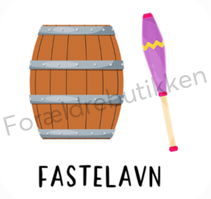 piktogrambrik - fastelavnstønde og bat