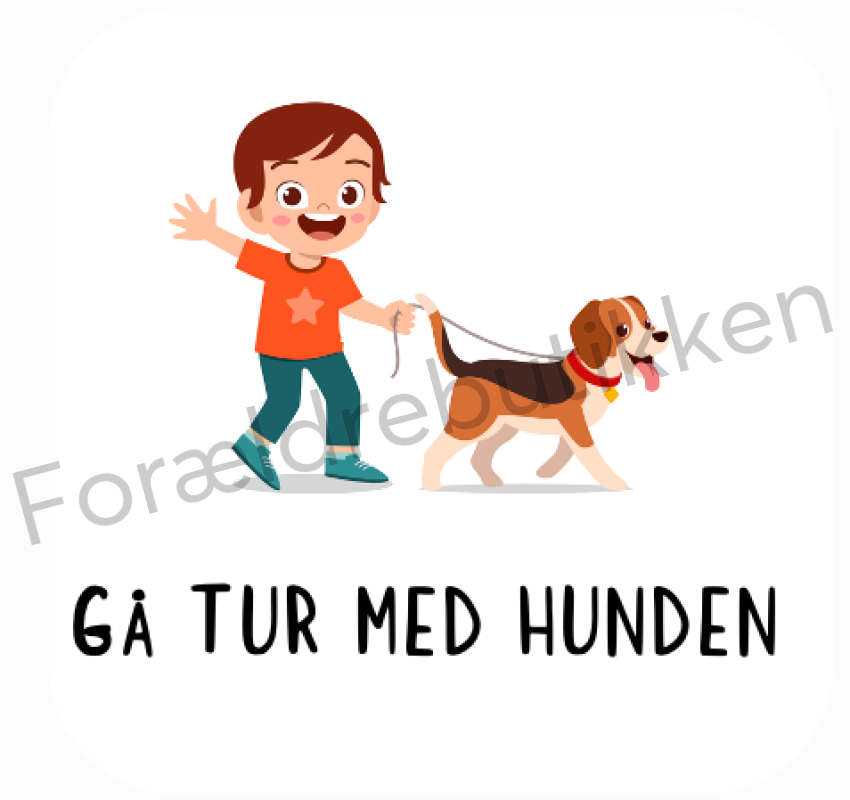 Piktogram - Gå tur med hunden (Dreng) Pædagogisk legetøj