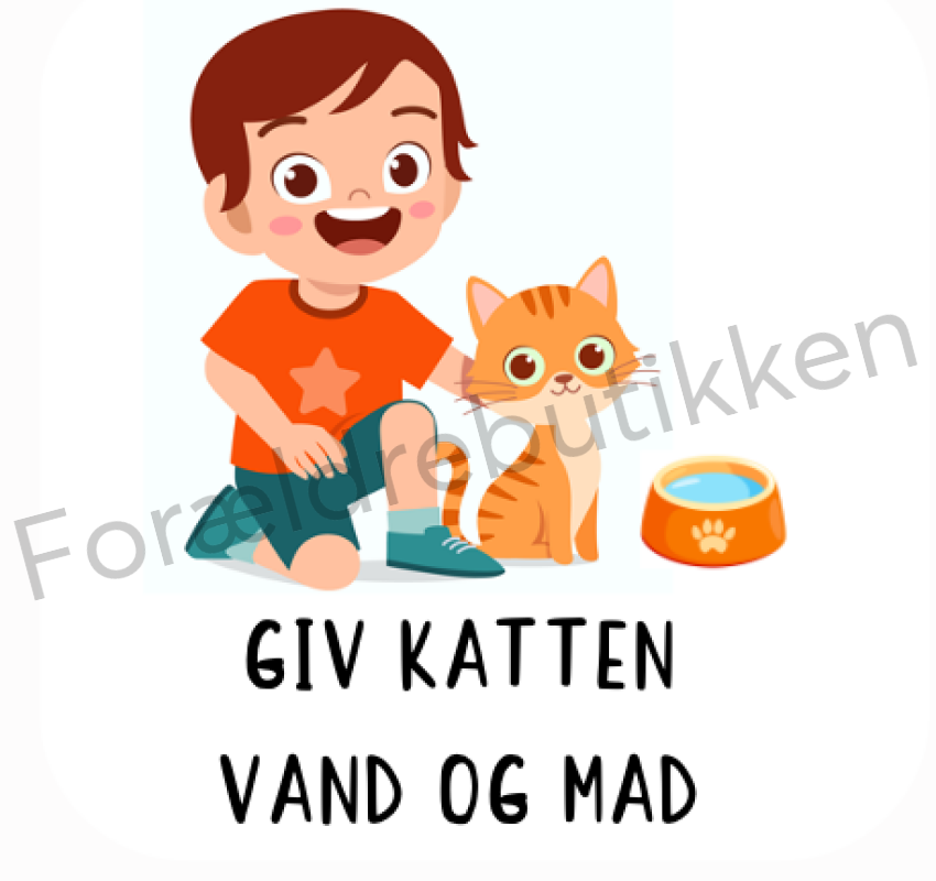 Piktogram Brik - Giv Katten Vand Og Mad Pædagogisk Legetøj