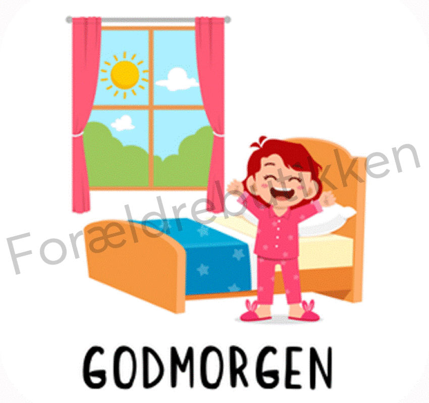 piktogrambrik - pige der står ud af sengen