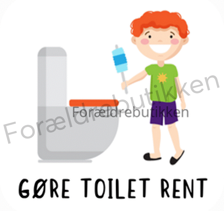 piktogrambrik - dreng der gør toilettet rent