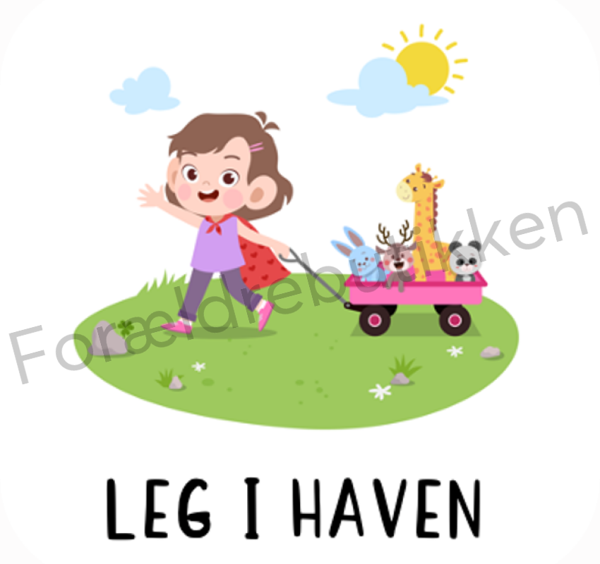 piktogrambrik - pige der leger i haven