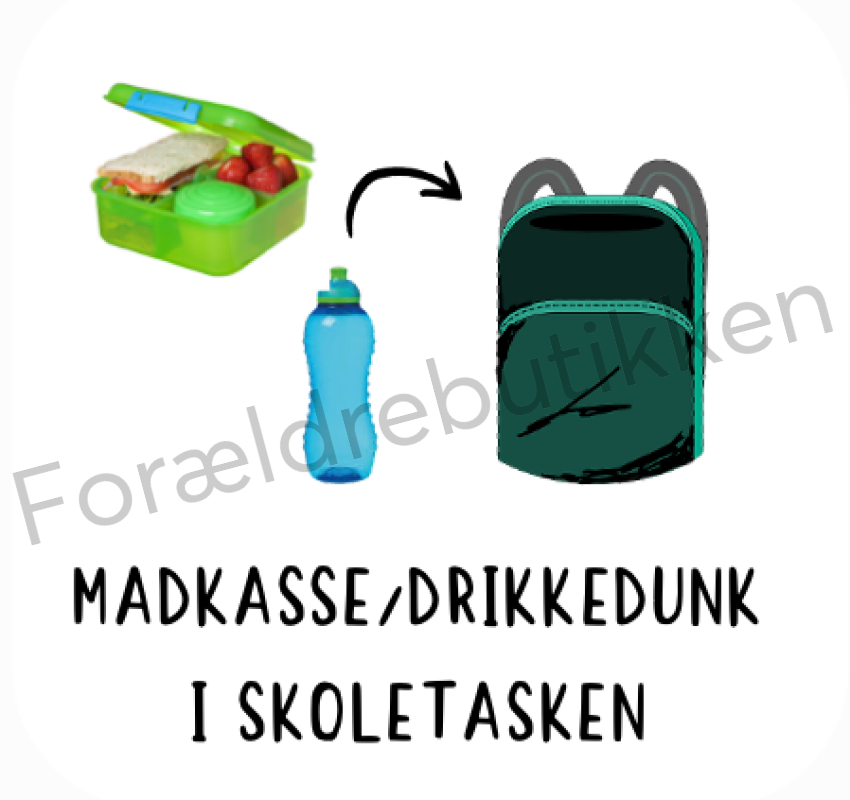 Piktogram Brik - Madkasse Og Drikkedunk I Skoletasken Pædagogisk Legetøj