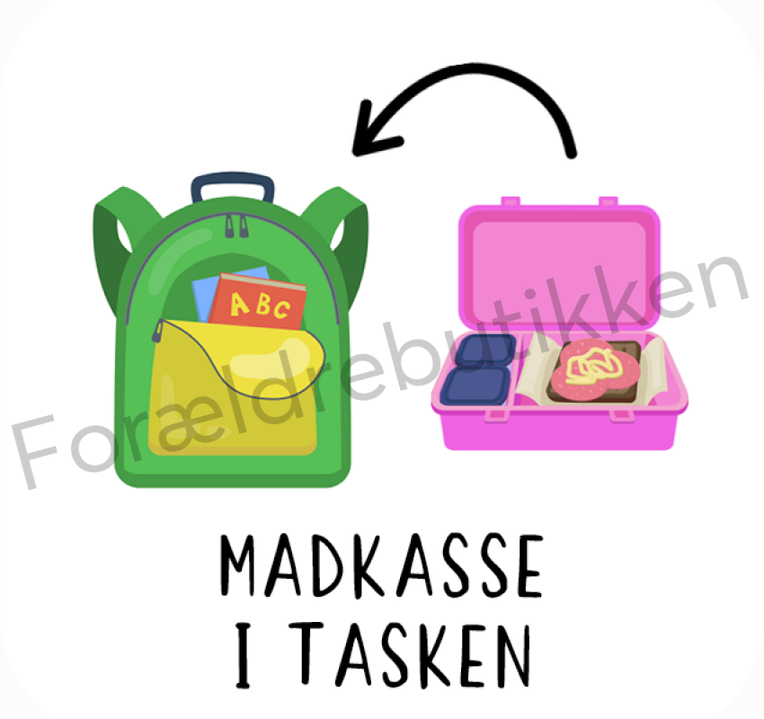 Piktogram - Madkasse i tasken (lyserød) Pædagogisk legetøj