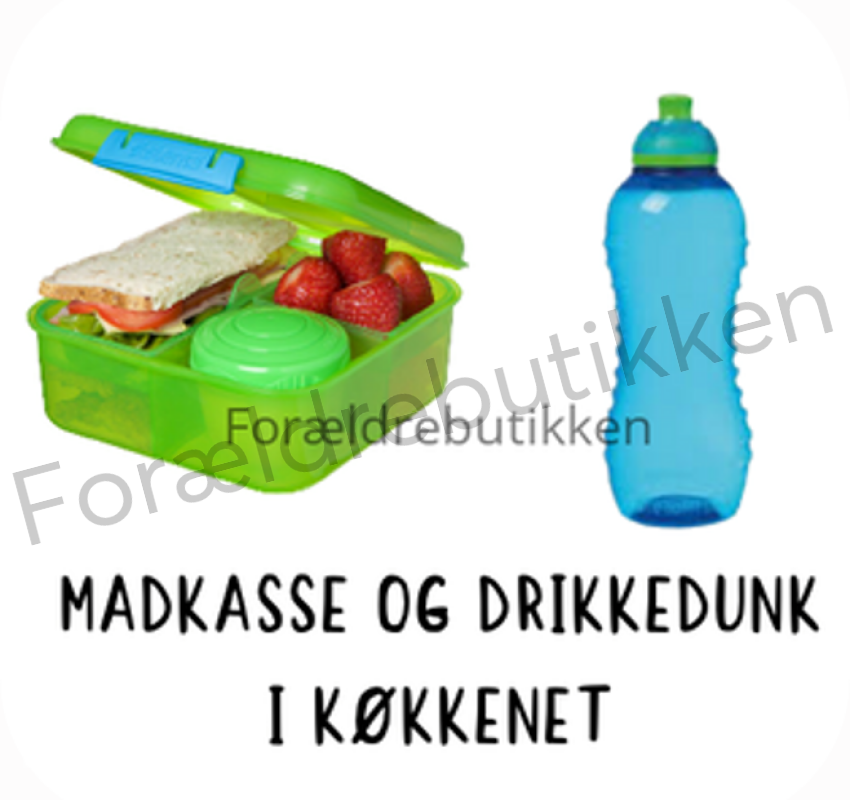 piktogrambrik - groen madkasse, blaa drikkedunk