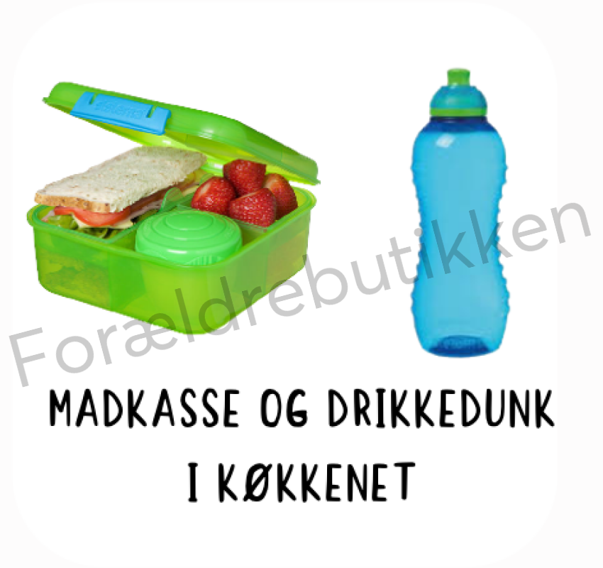 Piktogram - Madkasse og drikkedunk i køkkenet Pædagogisk legetøj