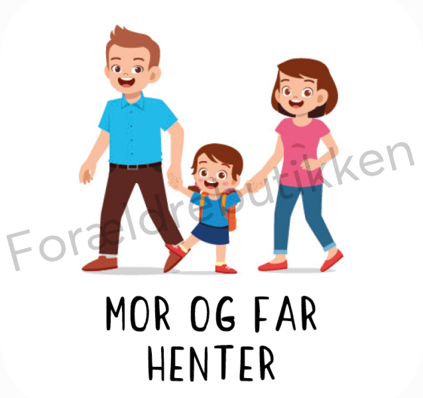 Piktogram - Mor og far henter Pædagogisk legetøj