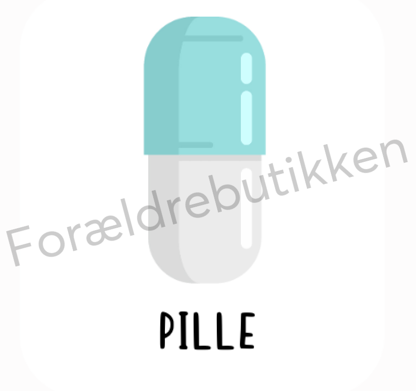 Piktogram - Pille kapsel (Hvid + blå) Pædagogisk legetøj