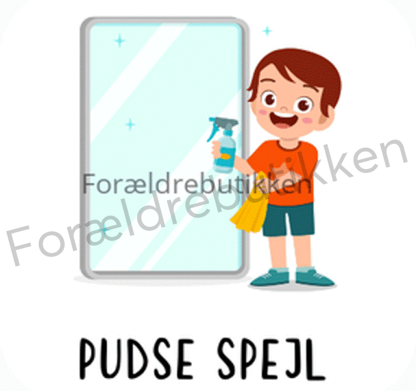piktogrambrik - dreng pudser spejl