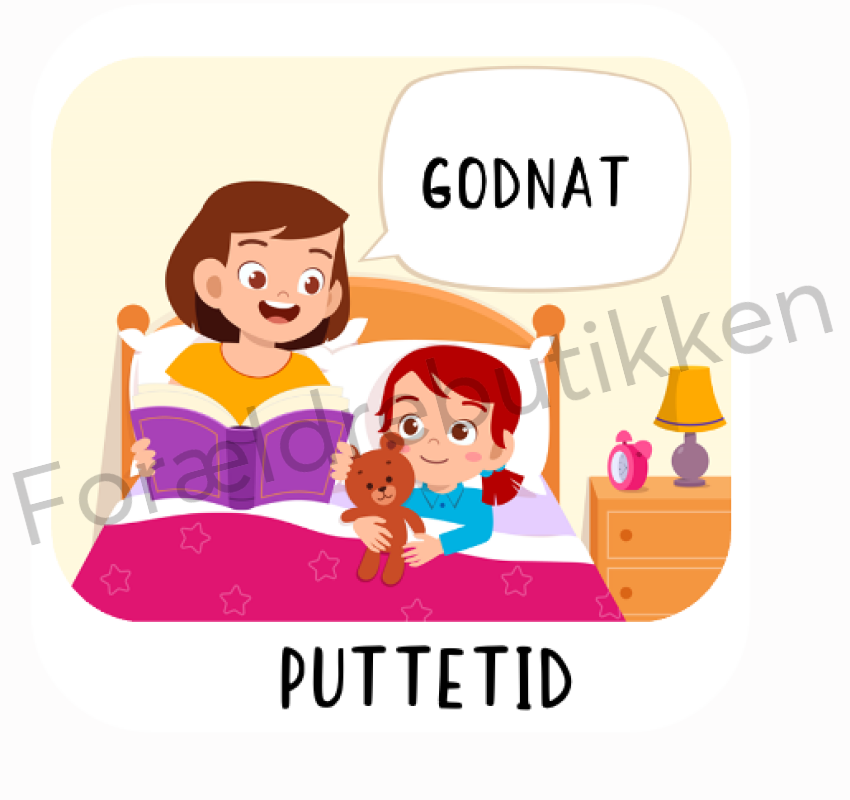 Piktogram - Puttetid (Mor og pige) Pædagogisk legetøj