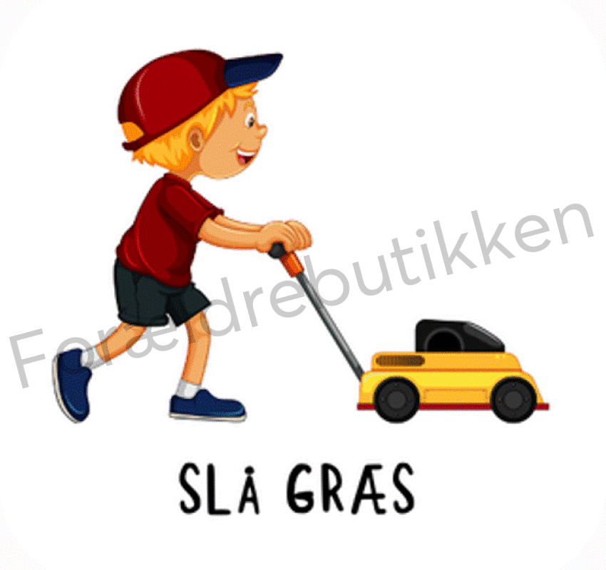 piktogrambrik - dreng der slår græs