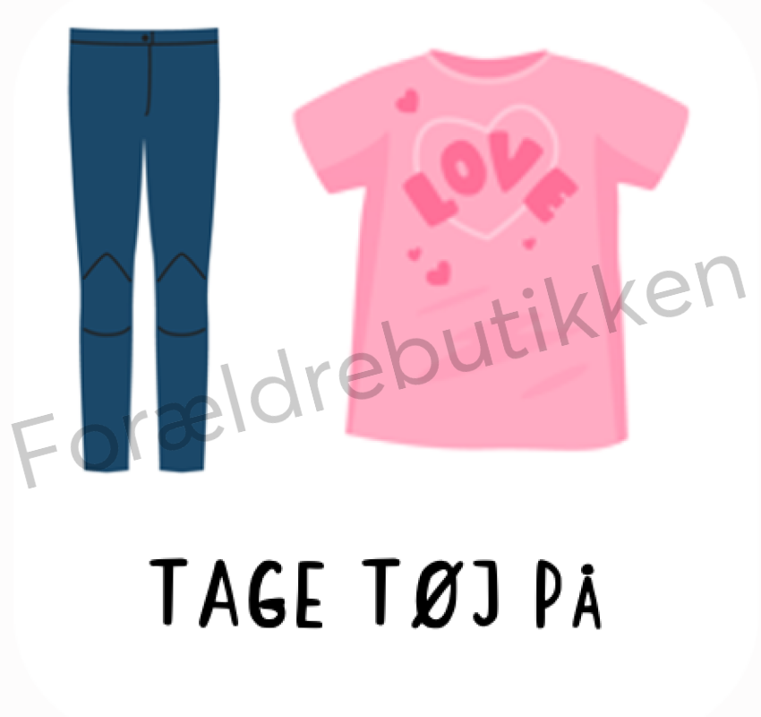 Piktogram - Tage tøj på (Bukser & lyserød t-shirt) Pædagogisk legetøj