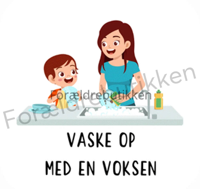 piktogrambrik - mor og barn der vasker op