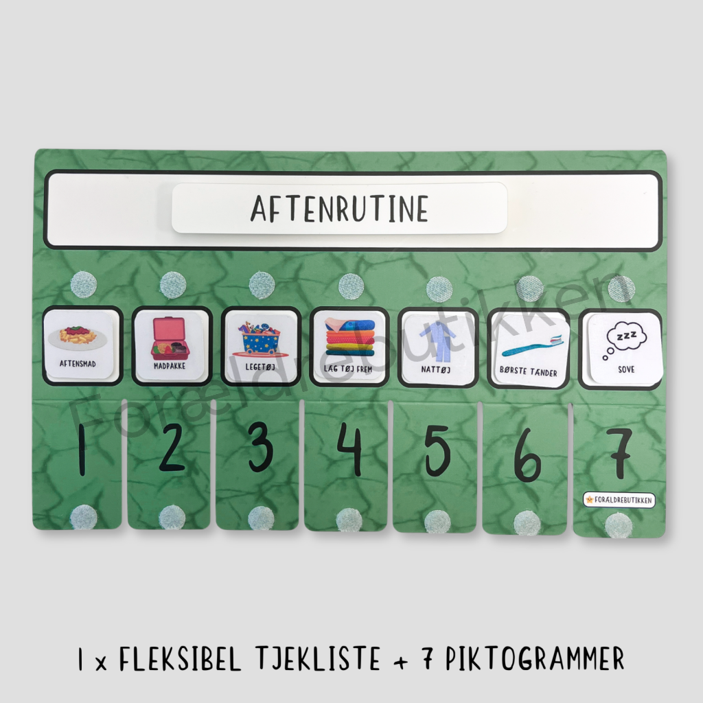 forældrebutikkens aftenrutine tjekliste