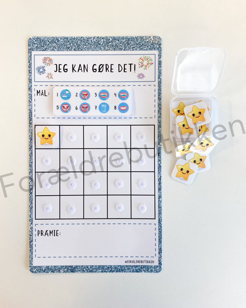 Stjernetavle - Jeg Kan Gøre Det! Børste Tænder Glimmer Blå