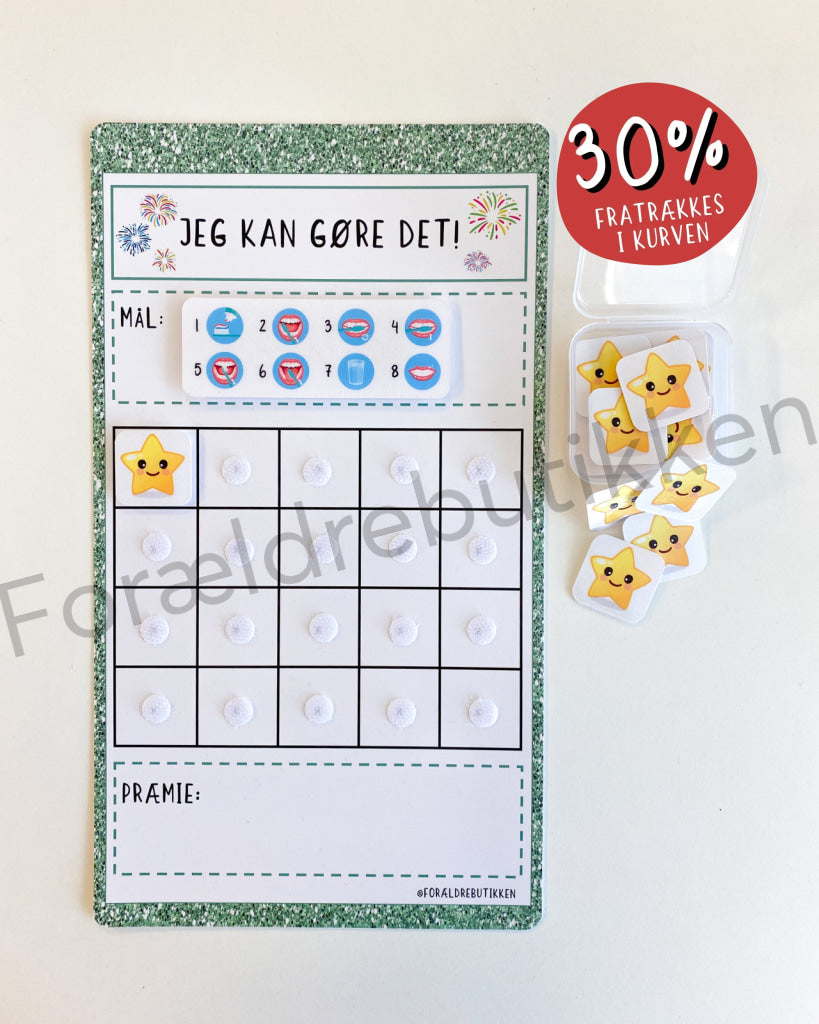 Stjernetavle - Jeg Kan Gøre Det! Børste Tænder Glimmer Grøn