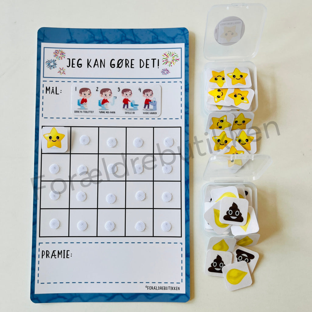 Stjernetavle - Jeg Kan Gøre Det! Toiletbesøg Dreng Vandfarve Blå