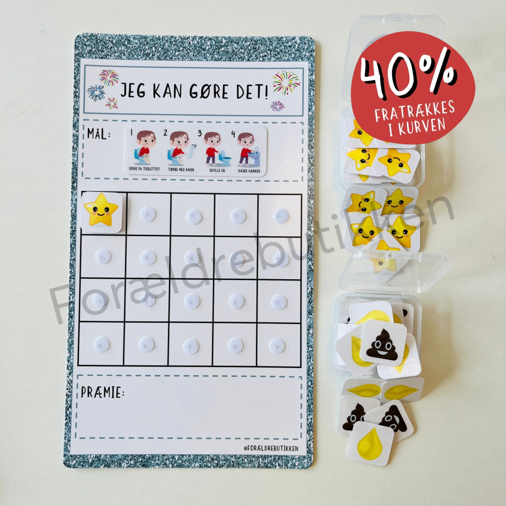 Stjernetavle - Jeg Kan Gøre Det! Toiletbesøg Dreng Glimmer Blå