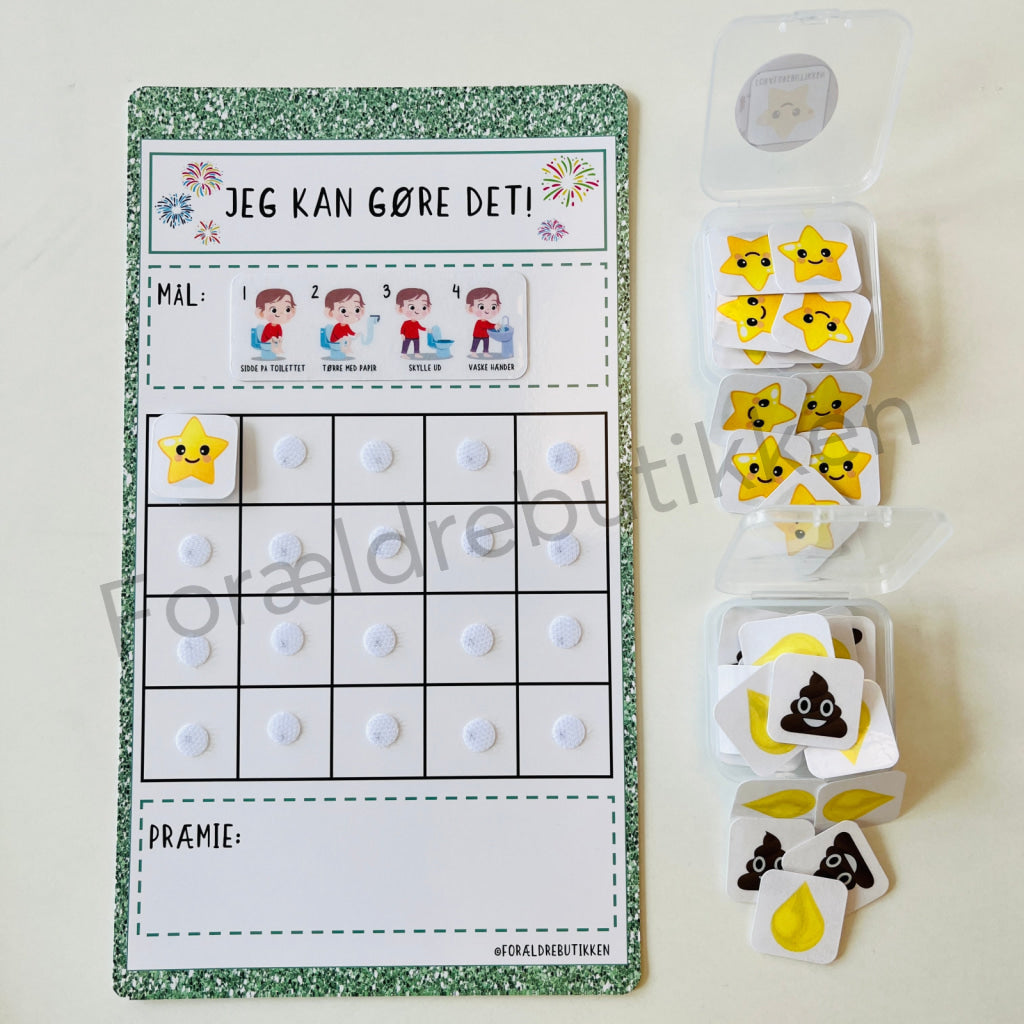 Stjernetavle - Jeg Kan Gøre Det! Toiletbesøg Dreng Glimmer Grøn