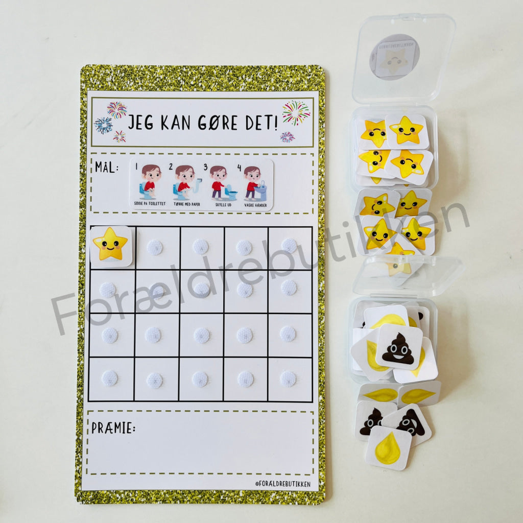 Stjernetavle - Jeg Kan Gøre Det! Toiletbesøg Dreng Glimmer Guld