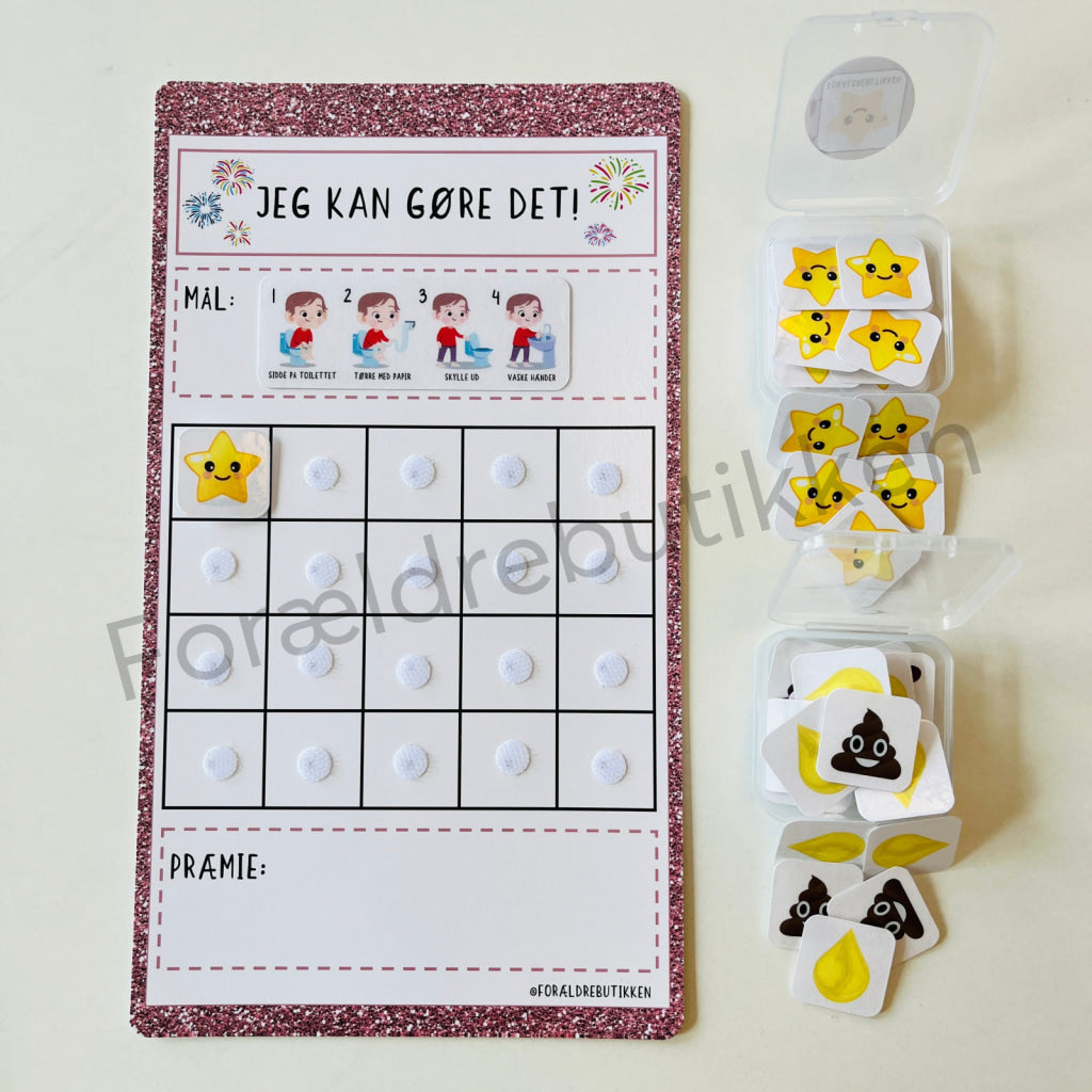 Stjernetavle - Jeg Kan Gøre Det! Toiletbesøg Dreng Glimmer Lyserød