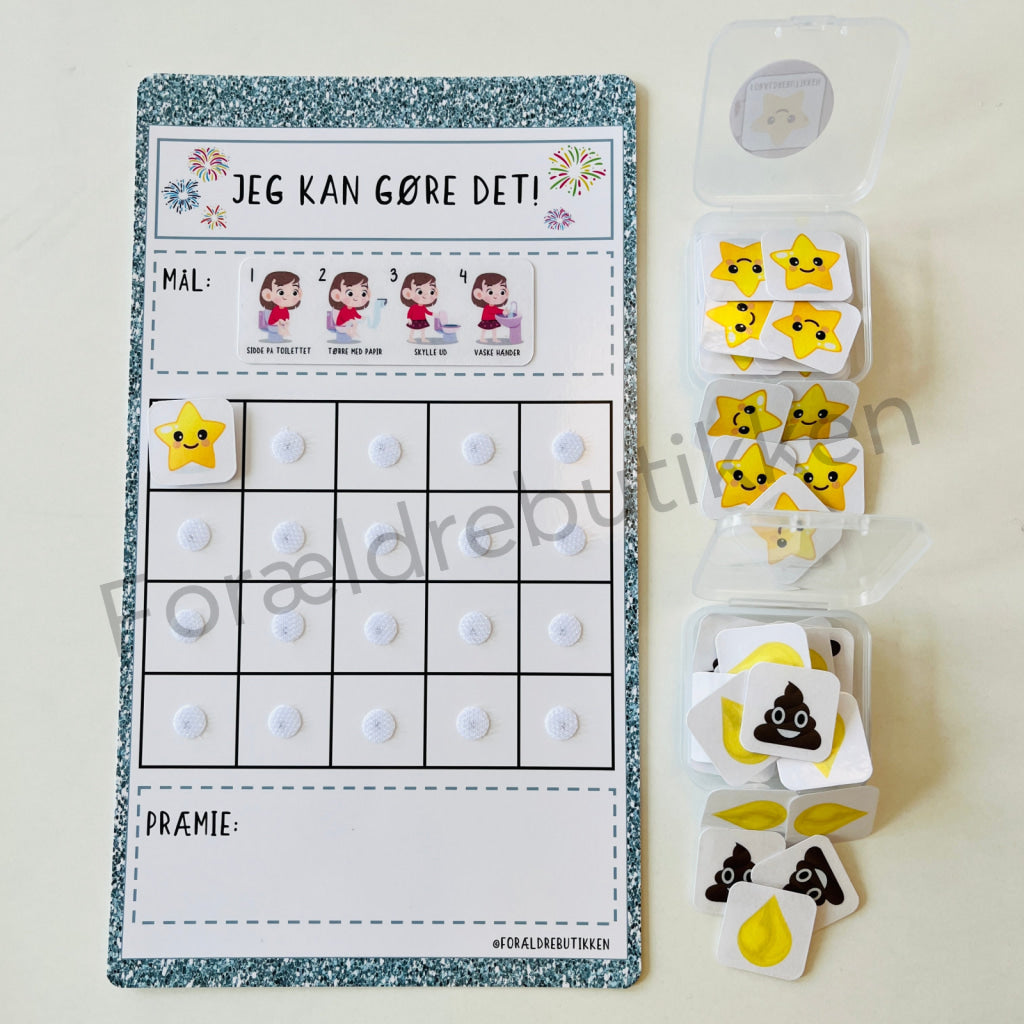 Stjernetavle - Jeg Kan Gøre Det! Toiletbesøg Pige Glimmer Blå