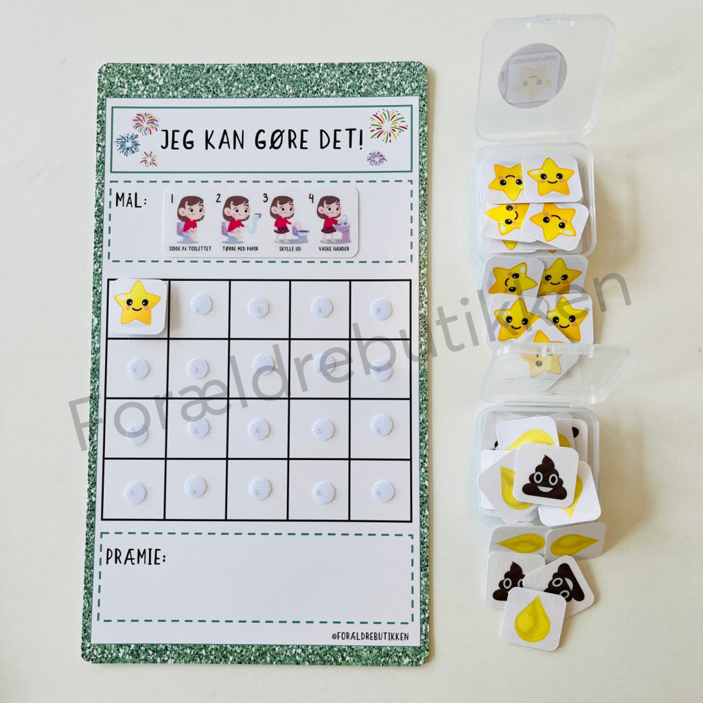 Stjernetavle - Jeg Kan Gøre Det! Toiletbesøg Pige Glimmer Grøn