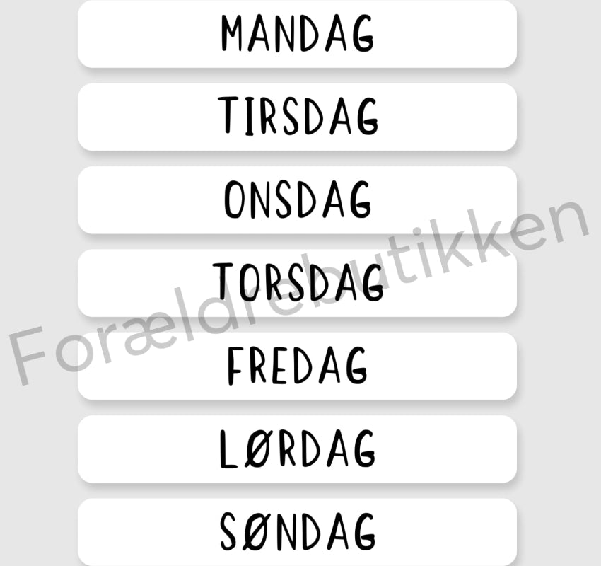 Titel - Ugedage Mandag-Søndag Pædagogisk Legetøj